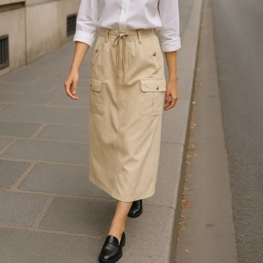 دامن جنس کتان بلند کشی