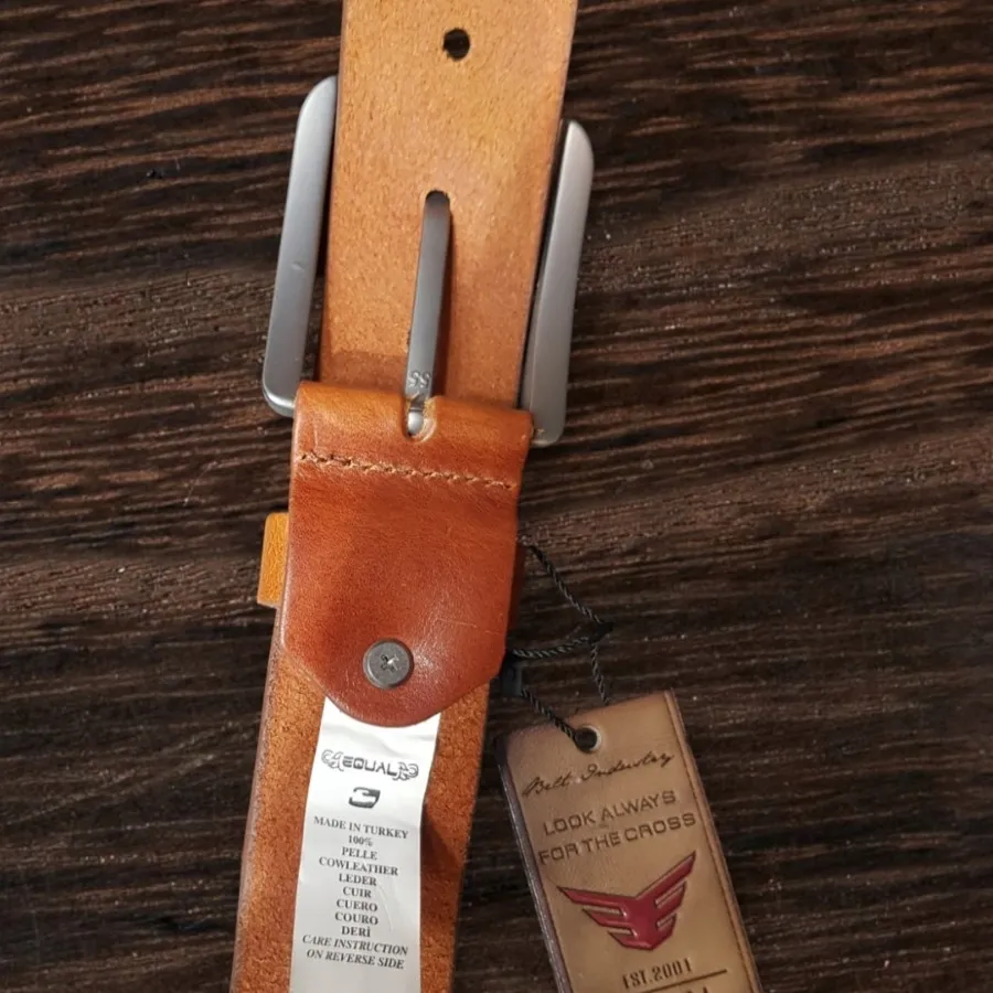 کمربند چرم ترک عسلی