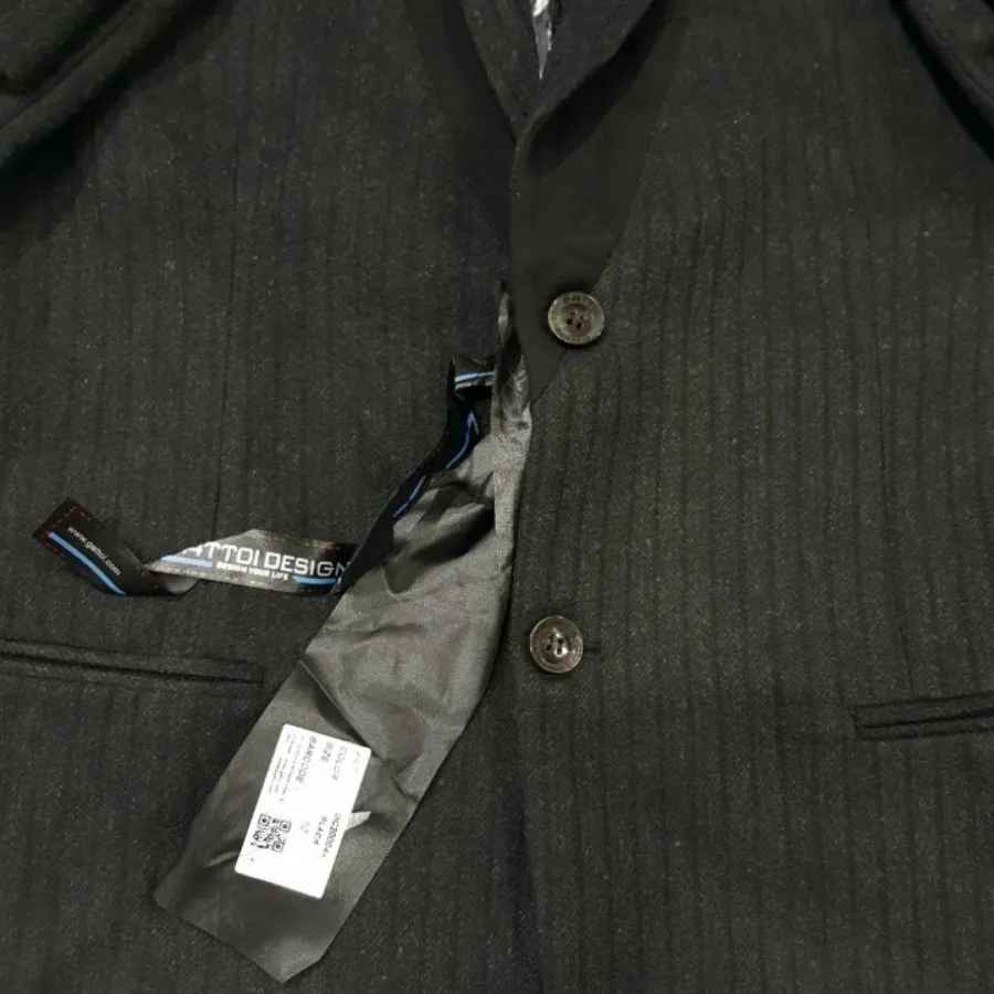 کت تک مشکی راه راه محو