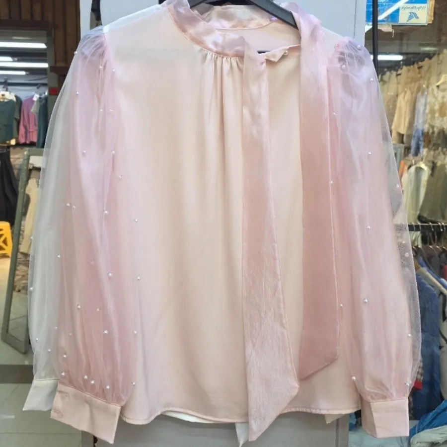 شومیز آستین مروارید دوزی