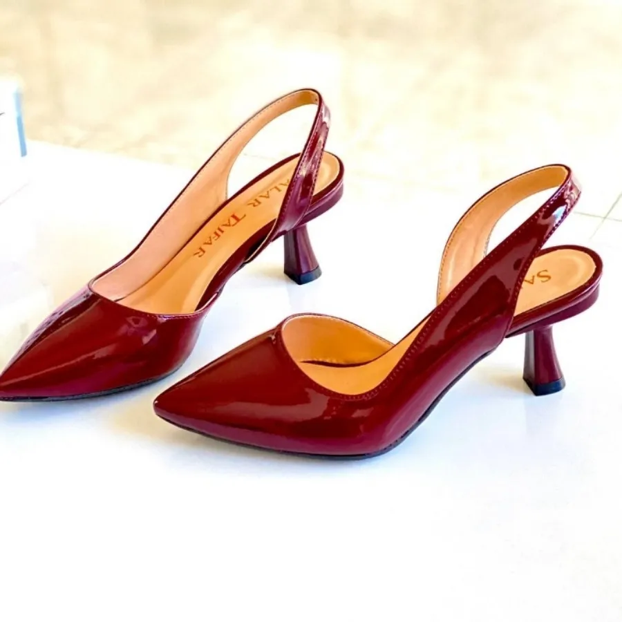 کفش زنانه زرشکی پاشنه4