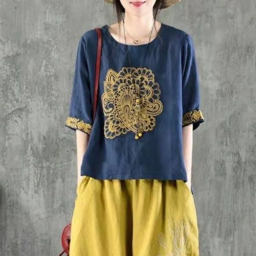 شومیز جنس کنفی گلدوزی شده