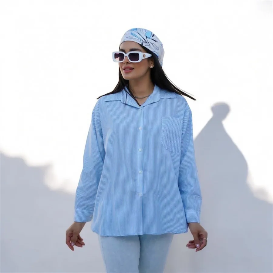 شومیز پنبه لینن راه راه