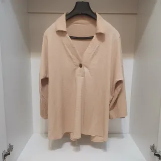 شومیز کرم یقه 7 مانتویی