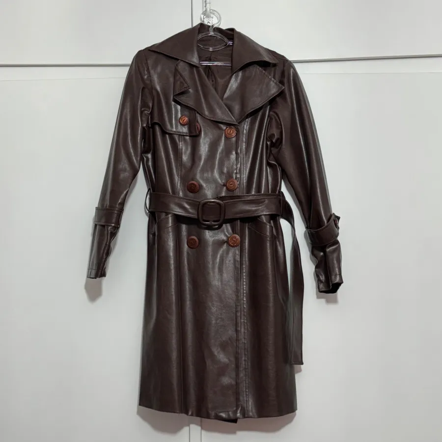 پالتو چرم مصنوعی قهوه ای