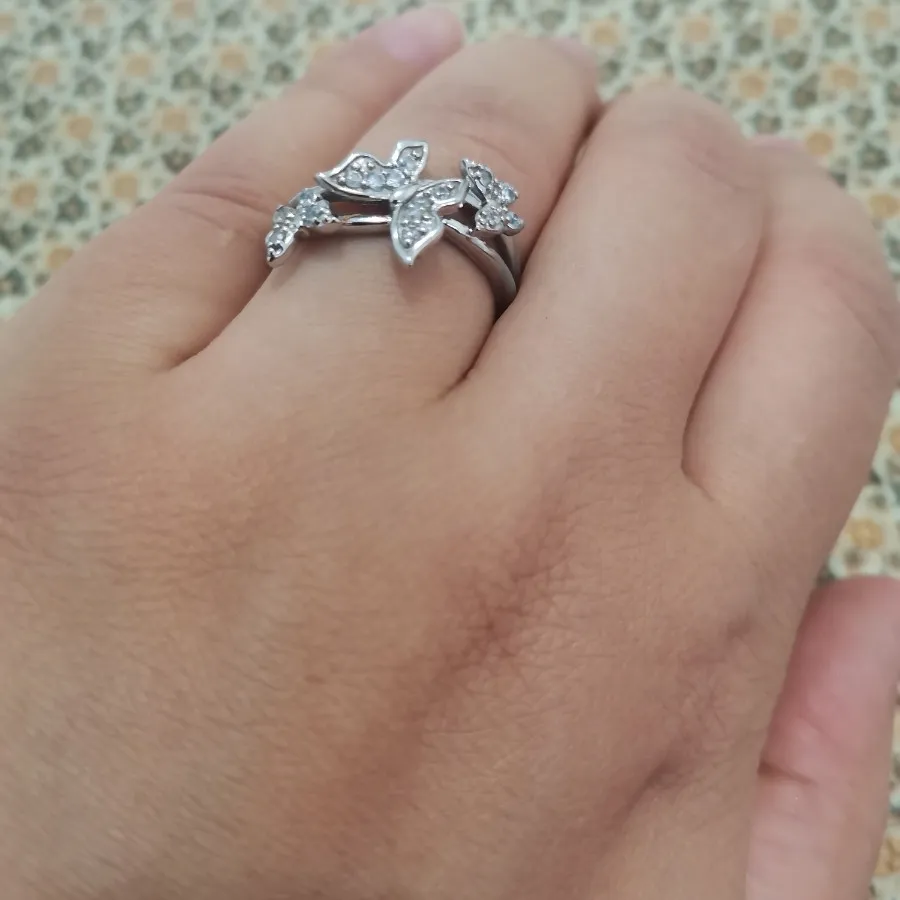 انگشتر پروانه ای نقره ای