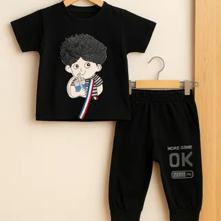 ست تیشرت شلوارک مو فرفری