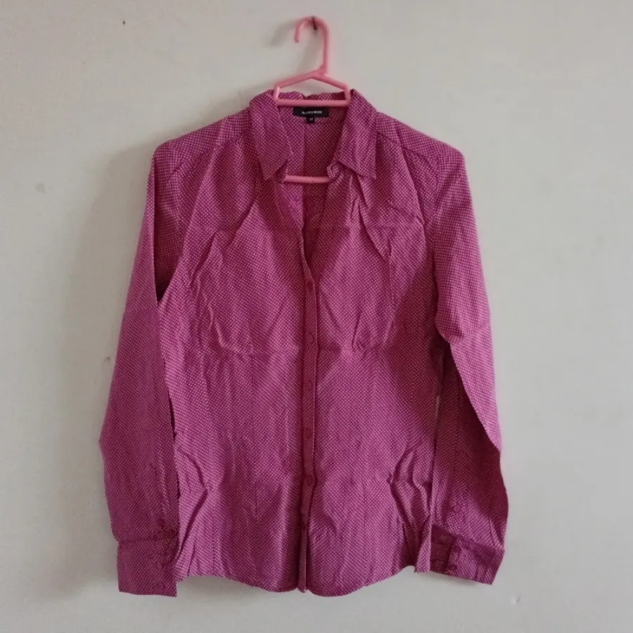 شومیز بنفش خال خالی