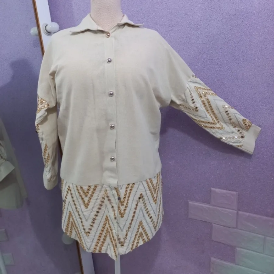 مانتو لینن آینه کاری