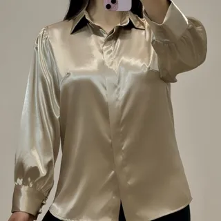 شومیز ساتن کرم