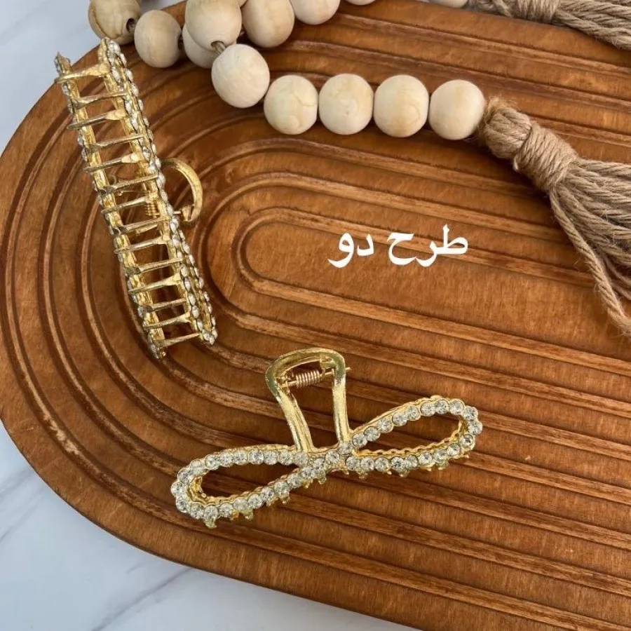 کلیپس طلایی فلزی نگین دار