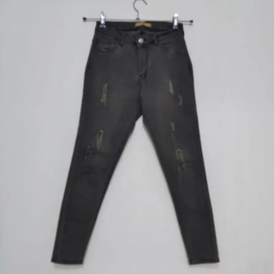 شلوار جین زغالسنگی زاپدار