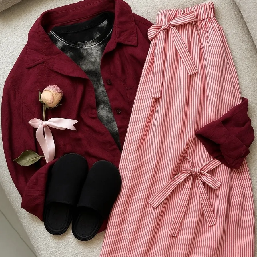 دامن راه راه پاپیونی