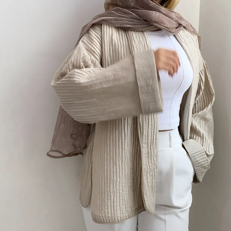 مانتو پلیسه کرم مغزی دوزی