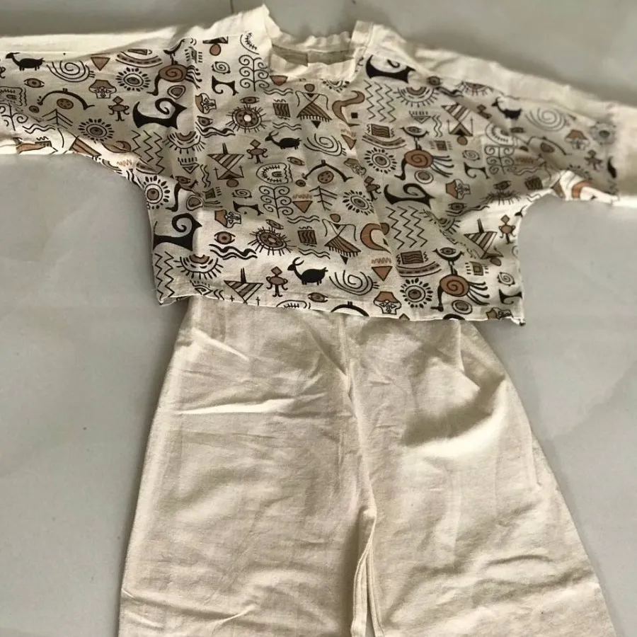 ست کراپ شلوار لینن