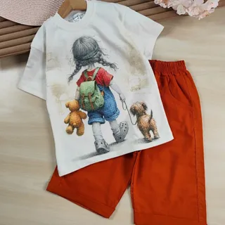 تیشرت شلوارک دختر و هاپو