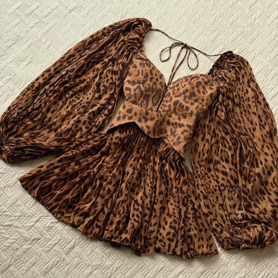 پیراهن عروسکی پلنگی کوتاه