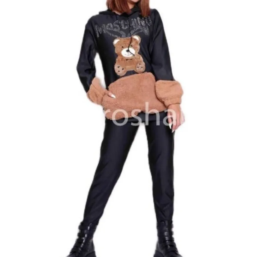 هودی شلوار بلند مشکی براق