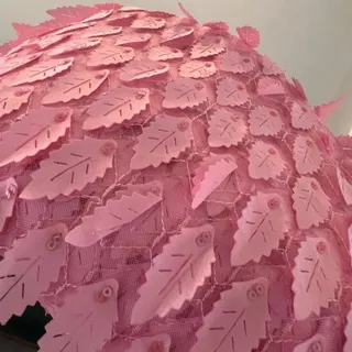 پارچه صورتی تور پردار