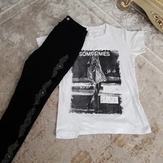 تی شرت و لگ مشکی