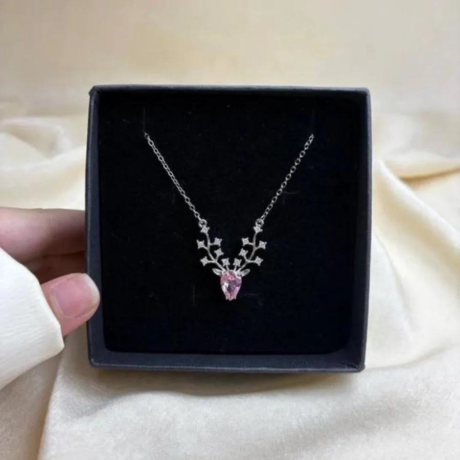 گردنبند جذاب گوزن صورتی