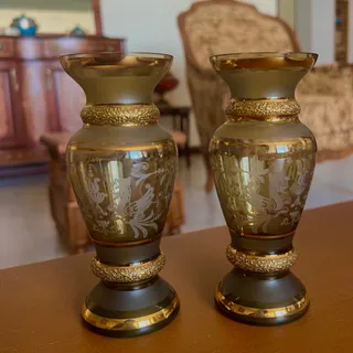 یک جفت گلدان بوهمیا آنتیک