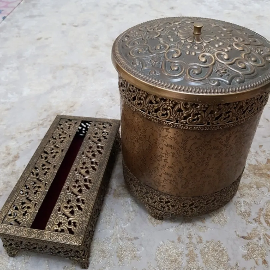 جا دستمال کاغذی و سطل ست