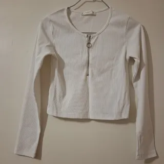 کراپ آستین بلند سفید ترک