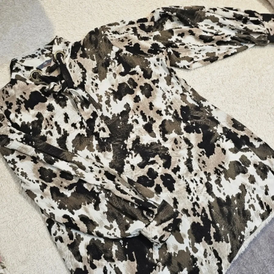 شومیز پلنگی آستین پفی