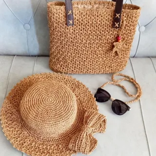 ست کلاه کیف ساحلی کنفی