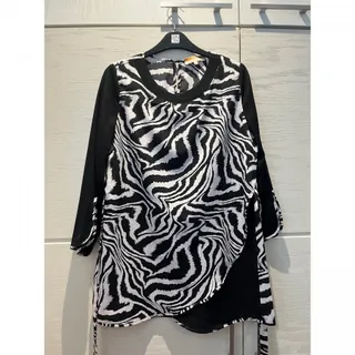 بلوز تونیک سفید مشکی