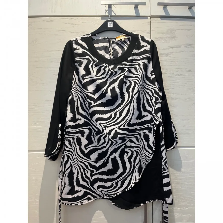 بلوز تونیک سفید مشکی