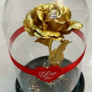 گل رز آب طلا با شیشه