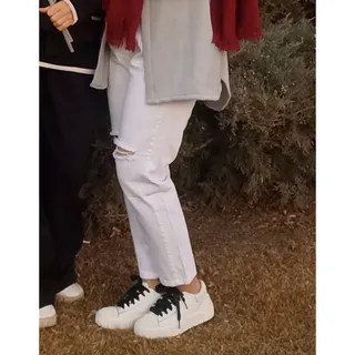 شلوار جین سفید مدل مام