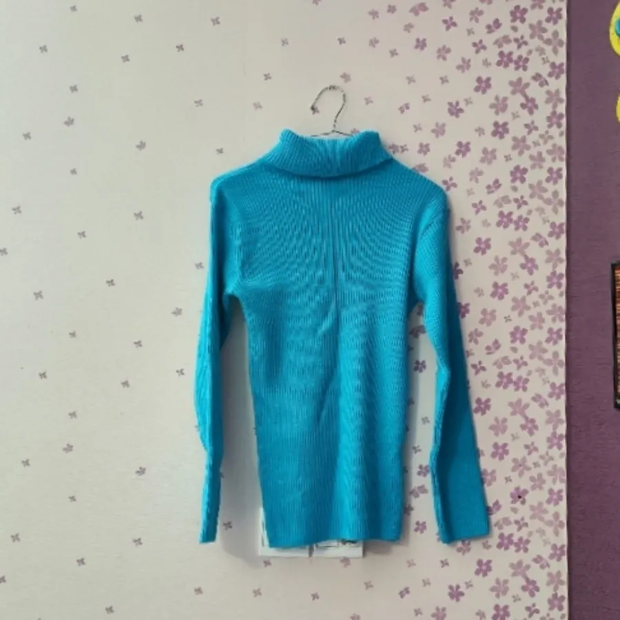 بافت یقه اسکی فیروزه ای