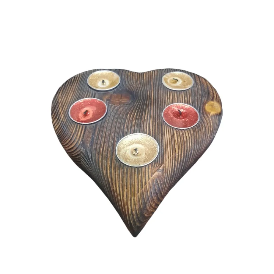 جا شمعی چوبی طرح قلب