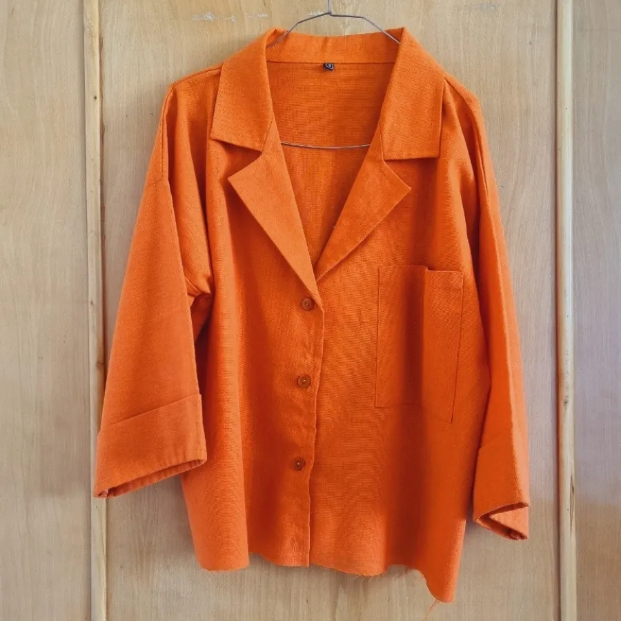 کراپ کت لینن نارنجی