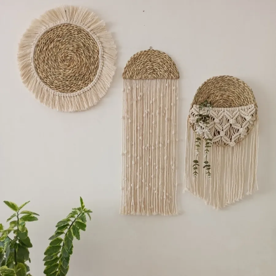 دیوار کوب حصیر مکرومه