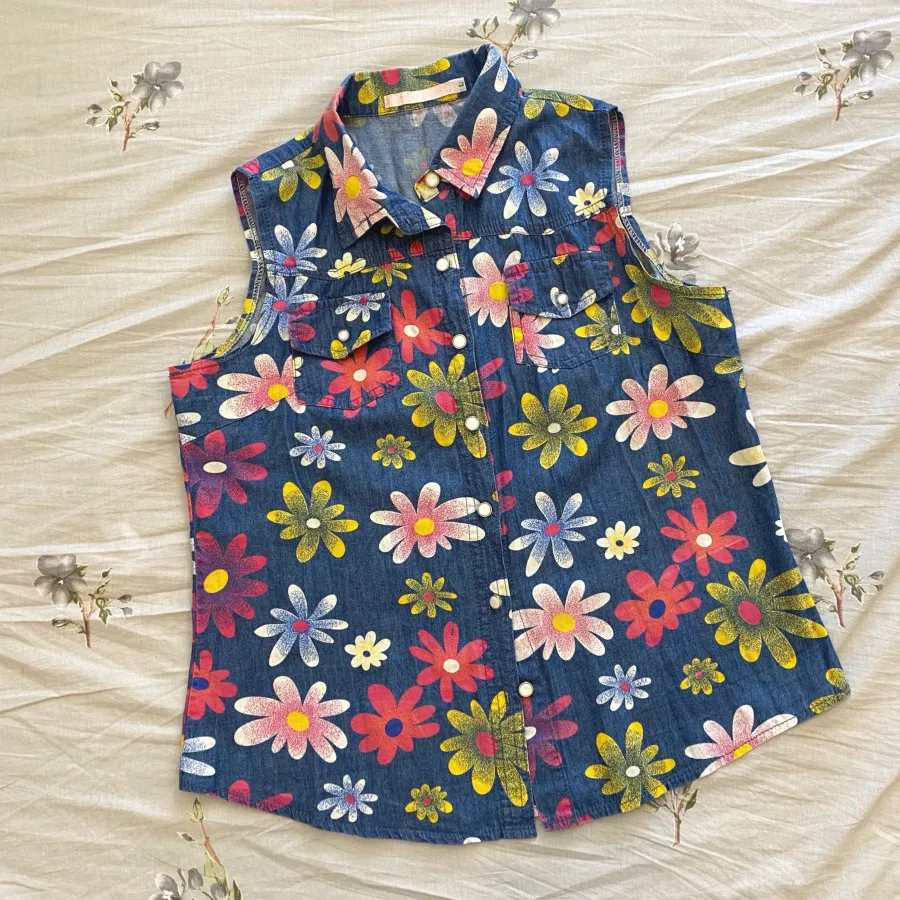 تاپ طرح جین گل گلی