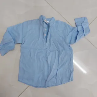 پیراهن نخی آبی کودکانه