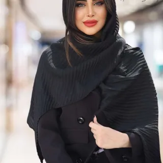 شال ساده مشکی نخی