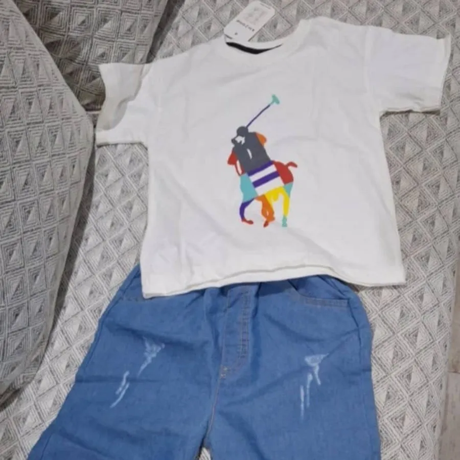 تیشرت شلوارک جین کاغذی