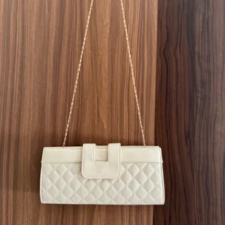 کیف کلانچ دستی سفید چرمی