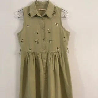 پیراهن کتان تابستانی سبز