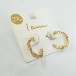 گوشواره آب طلا نگین رنگی