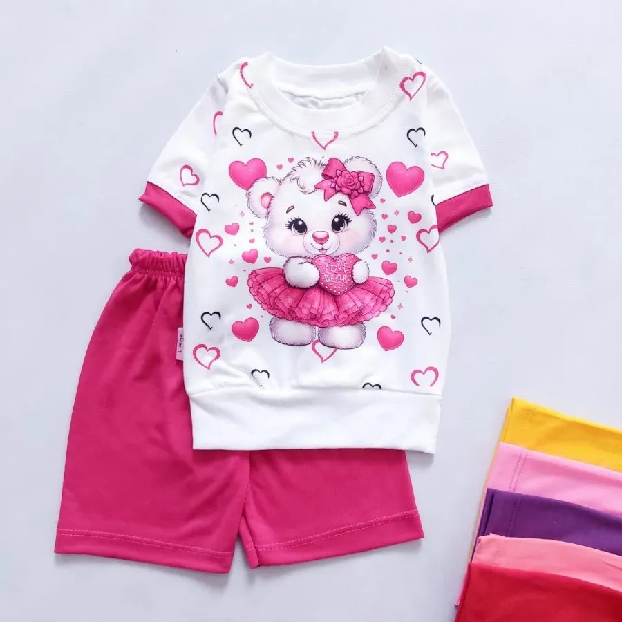 تیشرت شورت نقلی خرس و قلب