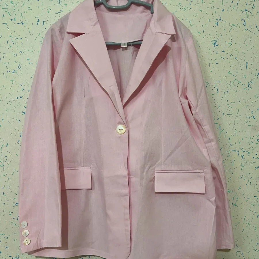 کت لینن صورتی پاستلی