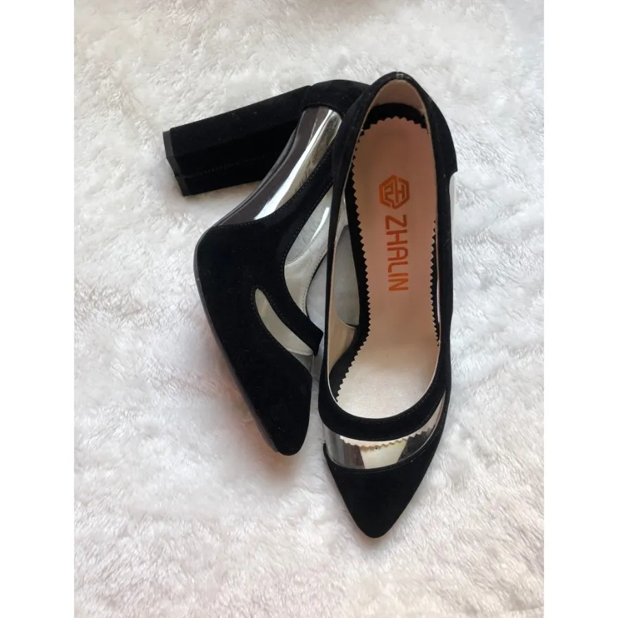 کفش پاشنه بلند مشکی مخملی