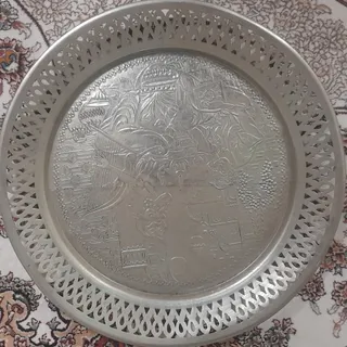 سینی مسی قلم کاری شده قدی