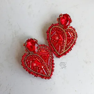 گوشواره جواهردوزی قلب